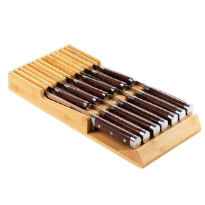 Bamboo Kitchen Drawer Knife Block, In drawer Knife Holder, Knife Drawer Organ... - Picture 1 of 7