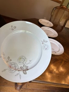 4X Sweetheart Rose by Johann Haviland Dinner Plates Pink Yellow Roses - Picture 1 of 5