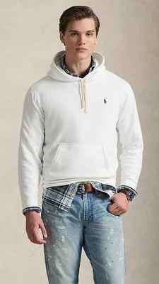 New NWT Polo Ralph Lauren Mens Large RL Fleece Hoodie White - Still In Wrapper - Image 1 of 4