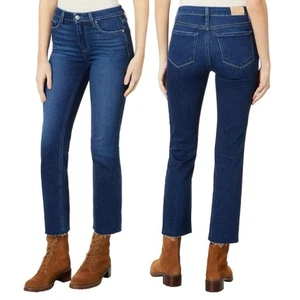 Paige Cindy Crop Dark Wash Raw Hem Jeans In Size 26 - Picture 1 of 8