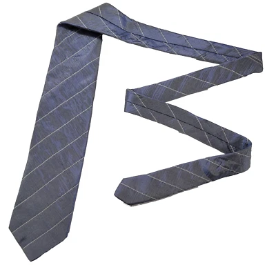 Corbata Bugatchi Uomo para hombre acero azul rayas 100 % seda hecha a mano en Italia Foto 1 de 4