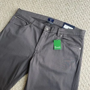 Gant Slim Straight Fit Satin Jeans Graphite Grey - BNWT - W36 L32 - Picture 1 of 19