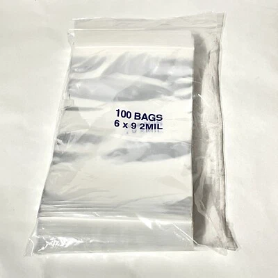 200 Pcs ULINE S-1296 Clear Poly Bags 6x9 2 Mil Recloseable Zipper Top Plastic - Image 1 of 4