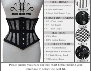 Mesh Corset Heavy Duty Underbust Steel Boned Waist Trainer Cincnher(10 pcs $150) - Picture 1 of 5