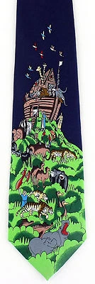 Corbata para hombre Arca de Noé animales religiosos cristianos Biblia corbata azul Foto 1 de 3