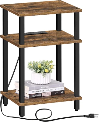 End Table with Charging Station, Side Table with USB Ports and Outlets, Nightsta - Image 1 of 4