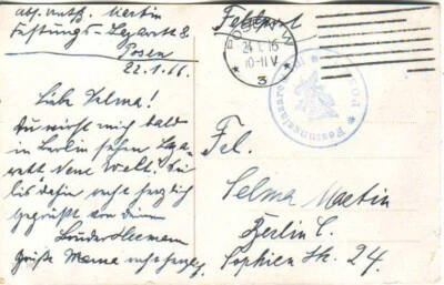 GERMANY. 1916/Posen,free-franking picture post Card/Featungslazarett*VIII*Posen. - Image 1 of 2