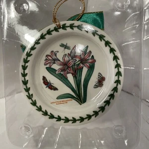 Portmeirion Botanic Garden Amaryllis Plate Christmas Ornament China Box New - Picture 1 of 5