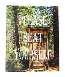 Please Seat Yourself Novelty Outdoor Outhouse Potty 4x5 Wood Door Magnet - Imagen 1 de 3