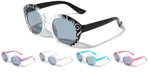 KIDS YOUTH GIRLS ROUND OMBRE SUNGLASSES GLITTER SPARKLE RETRO DESIGNER FASHION - Picture 1 of 7