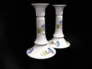 Pair Vintage ROCHARD Limoges France Hand Painted Candle Holders - Picture 1 of 5