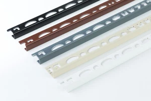 PVC Straight Edge Tile Trim 8mm 10mm Depth 2.5m Long Various Colours Finish - Picture 1 of 11