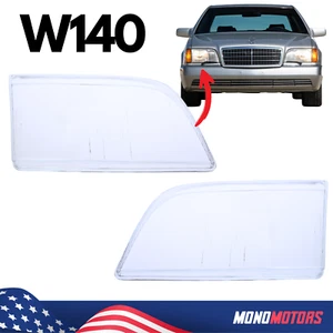PAIR HEADLIGHT LAMP GLASS LENS COVER FOR MERCEDES W140 S-CLASS 1995-1998 SET L+R - Picture 1 of 5
