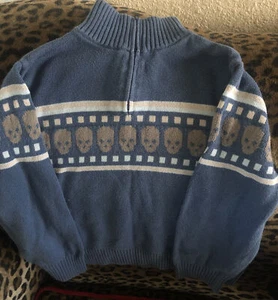 hawk blue with skulls boys sweater L (7) - Picture 1 of 2