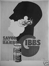 PUBLICITÉ DE PRESSE 1929 GIBBS SAVON POUR LA BARBE - ADVERTISING