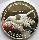 New Zealand 1997 Bird Saddleback 5 Dollars Silver Coin,Proof