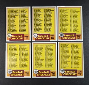 1981 Topps Baseball Checklist Set (6) NM-MT!! Combined Shipping!! - Picture 1 of 2