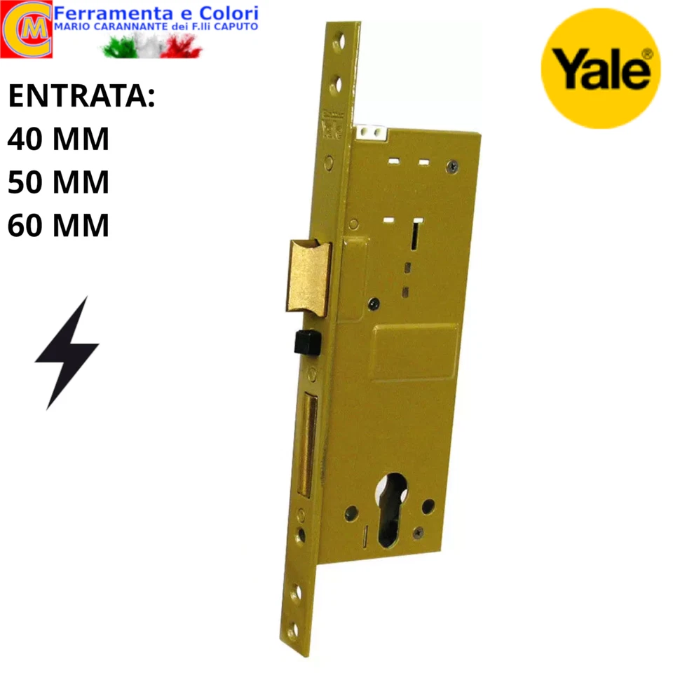 Serratura Elettrica YALE Per Porte in Legno Entrata 40 50 60mm 2 Mandate Scrocco - Immagine 1 di 3