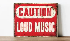 Achtung laute Musik - Wandschild aus Metall, vier Größen - Bild 1 von 1