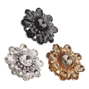 Flower Alloy Crystal Rhinestone Buttons Sewing Decorative - Picture 1 of 13