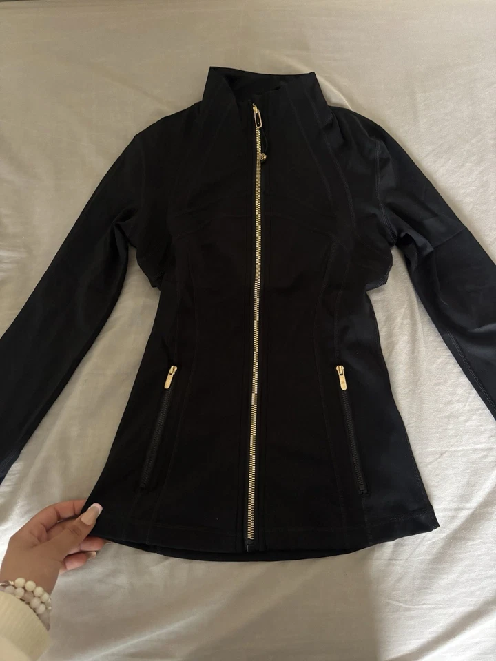Lululemon Define Jacket Black with Gold Zip, Size UK 6 - Image 1 of 4
