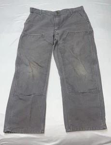 Vintage Carhartt Double Knee Carpenter Pants Gray Men Size 36 x 30 - Picture 1 of 11