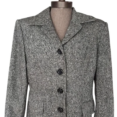 Blazer De Colección Saks Fifth Avenue The Works Lana Cachemira Para Mujer Talla 12 Negro Tweed Foto 1 de 4