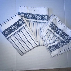 VTG Ralph Lauren Jonquil Blue Stripe Full/Queen Flat Sheet Lot Of 3 - Picture 1 of 7