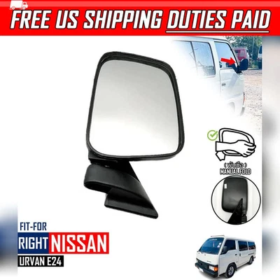 Espejo retrovisor de puerta lateral derecho negro manual para Nissan Urvan Caravan E24 1990-98 Foto 1 de 4
