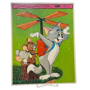 Vintage Whitman Tom & Jerry Frame-Tray Puzzle Helicopter Theme - Picture 1 of 3