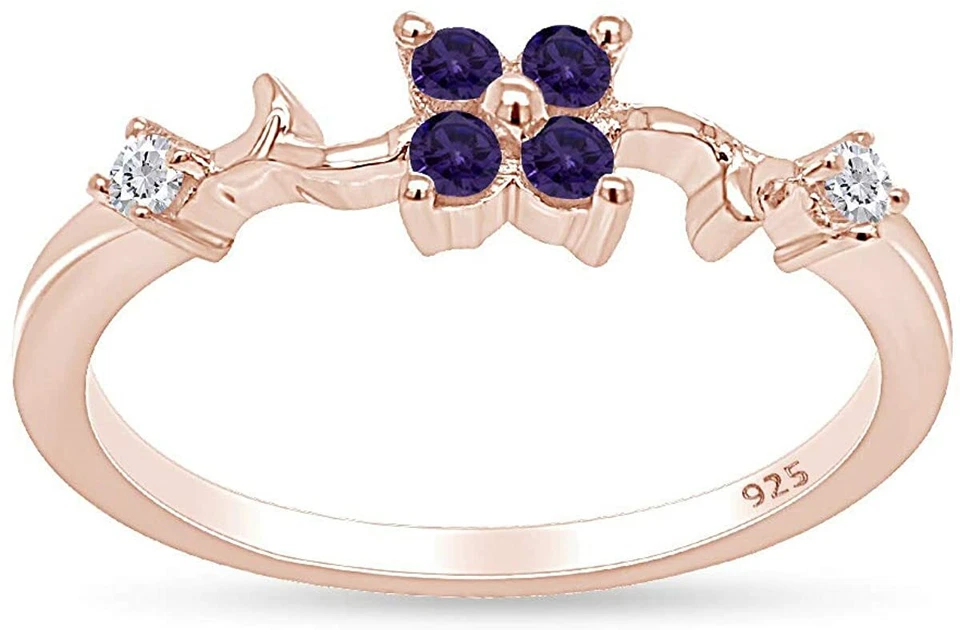 Anillo de boda redondo simulado diamante alejandrita moda chapado en oro 14K plata Foto 1 de 1