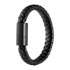 1 USB C Data Sync Cable Braided Wristband Charging Cable Black - Zdjęcie 1 z 10
