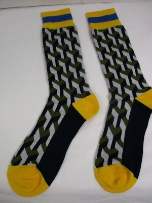 Calcetines locos para hombre patrón geométrico dorado United Legwear lujoso suave Crew FU3 Foto 1 de 4