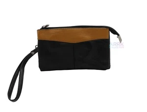 Women’s Black Leather Wrist Strap Coin Money Purse Bag Pouch Wallet Card Holder - Picture 1 of 5