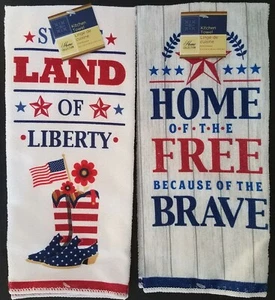 Toallas de mano patrióticas ""Home of the Free"" + ""Sweet Land Liberty"" 2 un. - Imagen 1 de 1