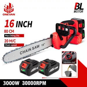 16 inch 3000W Electric ChainSaw Cordless Handheld Portable Chain Saw 2 Battery - Picture 1 of 13