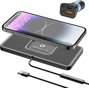 Wireless Car Charger Pad 15W Wireless Charging Pad for Car Non Slip Phone Car - Picture 1 of 6