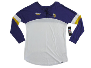 New Era NWT Minnesota Vikings Lace Up Notch Neck Womens 3X Long Sleeve T-Shirt