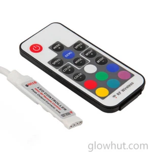 RGB LED Lichtleiste Controller 17 Tasten RF Fernbedienung 12V 5V USB 9V Batteriestecker - Bild 1 von 9