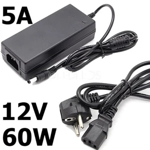 60W 5A 12V DC Alimentatore LED Trasformatore Strip 5 metri m smd 3528 5050 - Foto 1 di 5