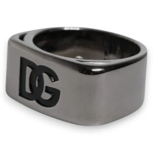 DOLCE & GABBANA Ring Silver Tone Brass Anello DG Logo Men US10 / EU62 RRP 380usd - Picture 1 of 5