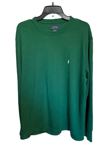 Polo Ralph Lauren Thermal Shirt Mens XL Green Waffle Knit Sweater top Pony - Picture 1 of 3