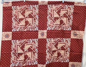 5 Yards Vtg OZARK CALICO Fabric Cheater Quilt Squares Panel Paisley Fabri-Quilt - Picture 1 of 5