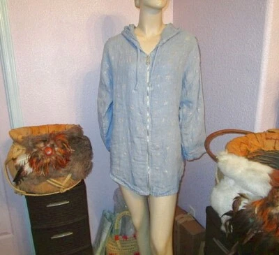 Chaqueta de lino para mujer talla XL bolsillos cremallera completa sudadera con capucha mangas largas estrellas metálicas Foto 1 de 4