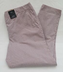 LADIES MARKS AND SPENCER PINK MIX STRIPED MID RISE CHINOS TROUSERS SIZE 16