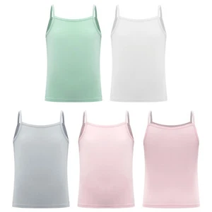 Kids Girls T-shirt Cotton Crop Top Tees Camisole Beach Daily Wear Sport Vest - Picture 1 of 46