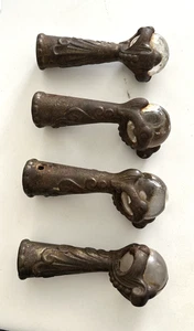 Set of 4 Antique Vintage Cast Iron Claw Foot Glass Ball Stool 4” Leg - Picture 1 of 5