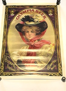 Vtg Olympia Brewing Co Victorian Era Woman Beer Advertising Poster Washington  - Picture 1 of 15