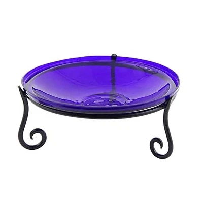 Achla Designs 14 In Cobalt Blue Crackle Short Stand Birdbath - Image 1 of 3
