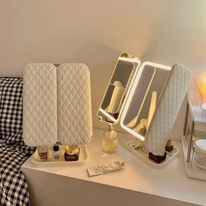 52 LED MAKE-UP FOLDABLE VANITY MIRROR Tabletop Light Up Cosmetic Touch Screen - Picture 1 of 13